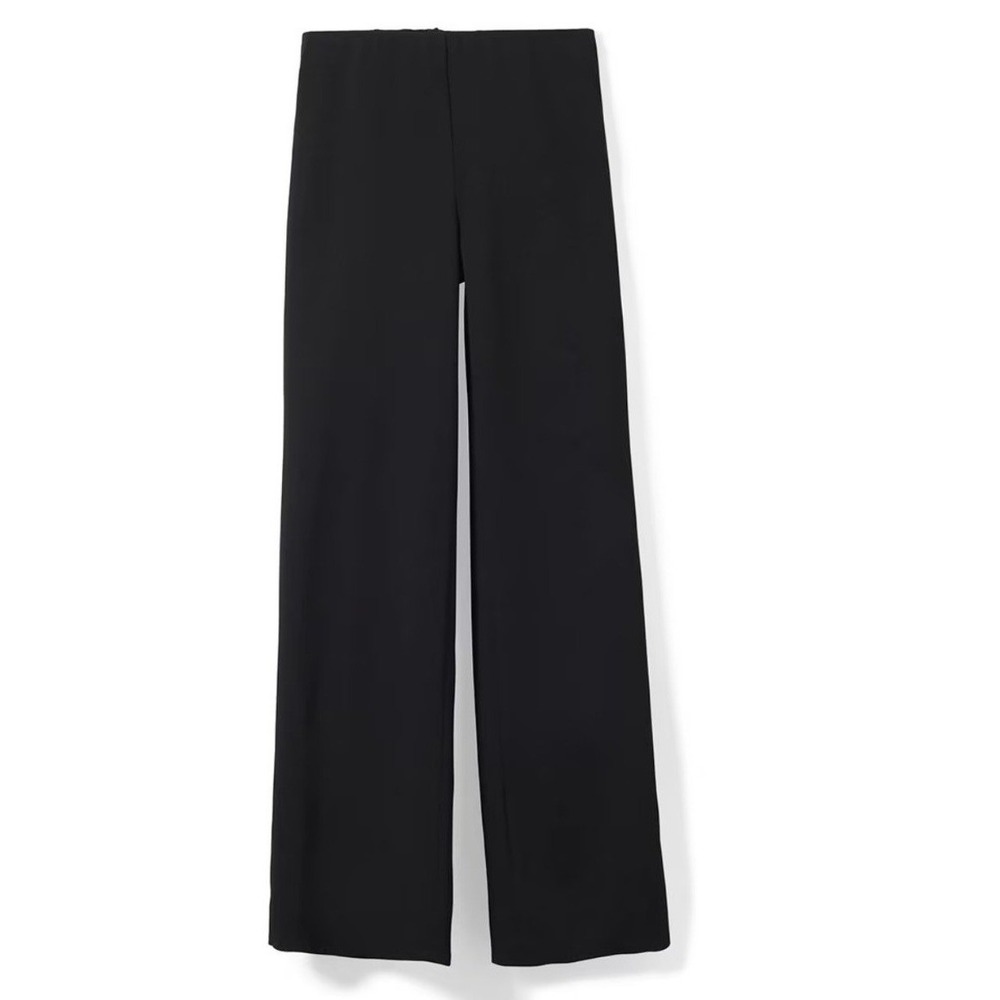 White House Black Market Womens Wide Leg Pant S Black Pull On Palazzo Minimalist